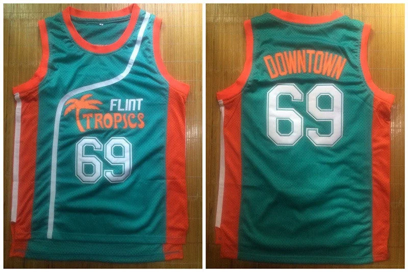 Flint Tropics 69 Downtown Malone Green Semi Pro Movie Stitched Basketball Basketball Jersey