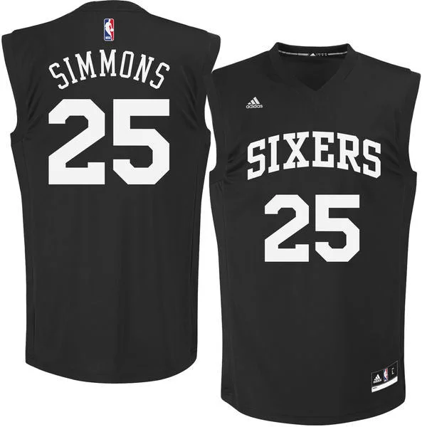 76ers 25 Ben Simmons Black Chase Fashion Replica Basketball Jersey