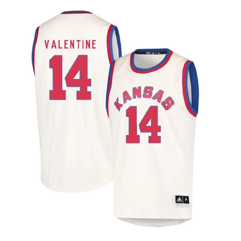 Kansas Jayhawks 14 Darnell Valentine Cream Throwback College Basketball Basketball Jersey