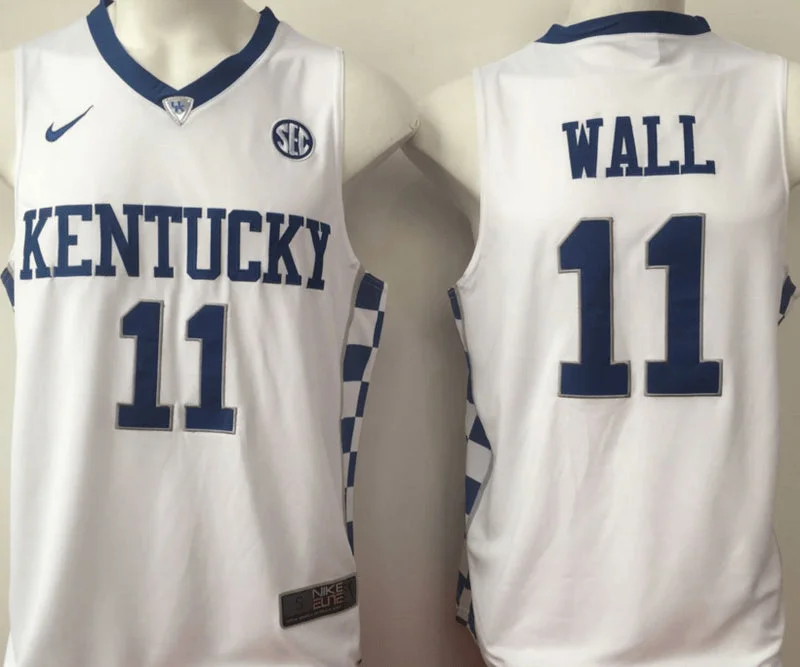 Kentucky Wildcats 11 John Wall White College Basketball Basketball Jersey