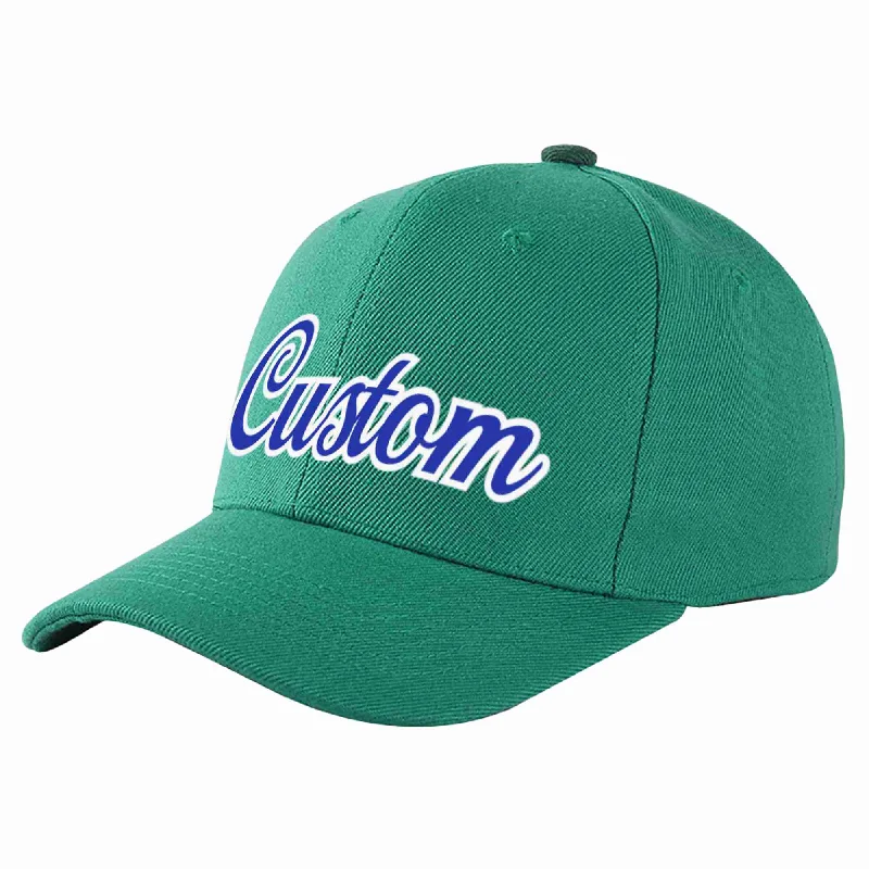 Custom Light Green Royal-White Curved Eaves Sport Baseball Cap Design for Men/Women/Youth