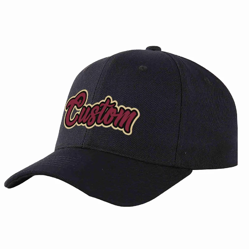 Custom Black Crimson-Black Curved Eaves Sport Baseball Cap Design for Men/Women/Youth