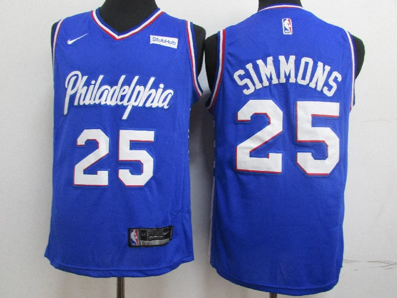 76ers 25 Ben Simmons Blue Swingman Basketball Jersey