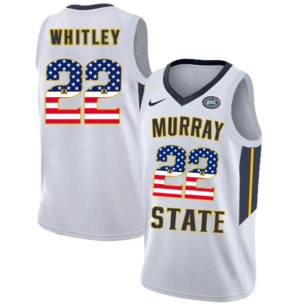 Murray State Racers 22 Brion Whitley White USA Flag College Basketball Basketball Jersey