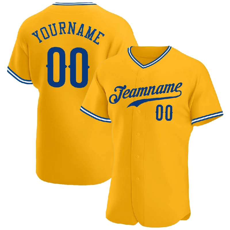 Custom Gold Royal-White Authentic Baseball Jersey