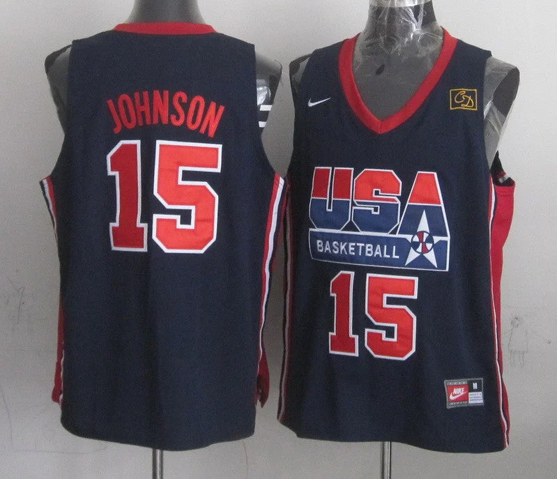 USA 15 Johnson 1992 Dream Team Basketball Jerseys