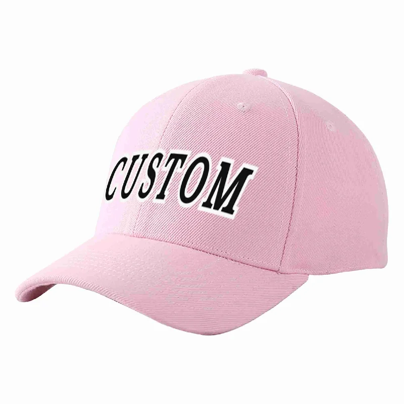 Custom Pink Black-White Curved Eaves Sport Baseball Cap Design for Men/Women/Youth