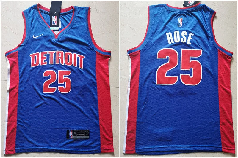 Pistons 25 Derrick Rose Blue Swingman Basketball Jersey