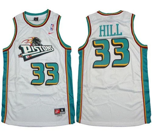 Pistons 33 Grant Hill White Basketball Jersey