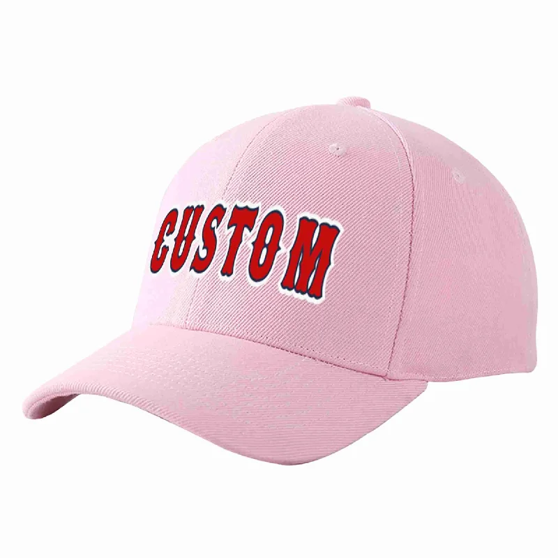 Custom Pink Red-Navy Curved Eaves Sport Baseball Cap Design for Men/Women/Youth