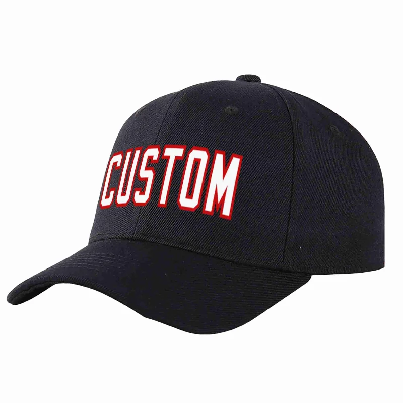 Custom Black White-Red Curved Eaves Sport Baseball Cap Design for Men/Women/Youth