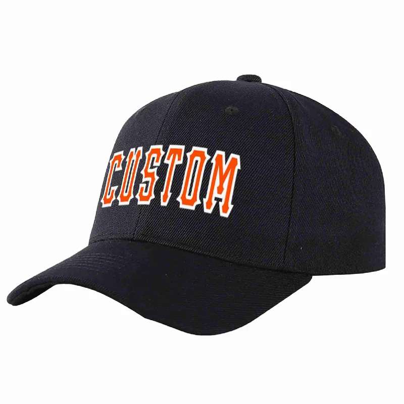 Custom Black Orange-White Curved Eaves Sport Baseball Cap Design for Men/Women/Youth