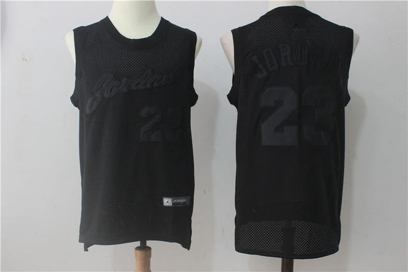 Bulls 23 Michael Jordan All Black Mesh Basketball Jersey