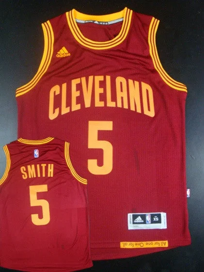 Cavaliers 5 J.R.Smith Red 2014-15 Hot Printed New Rev 30 Basketball Jersey