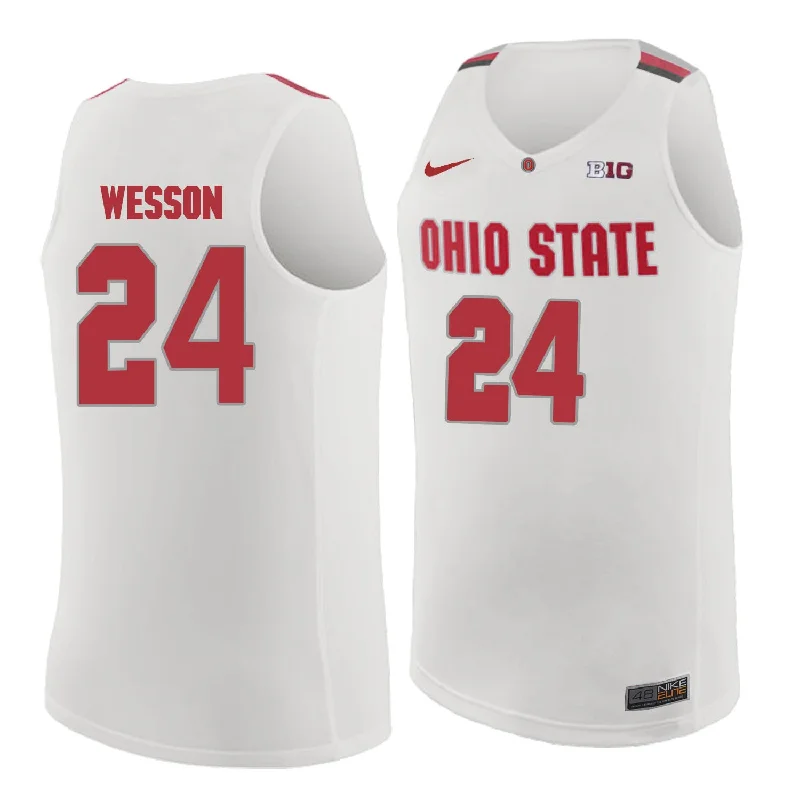 Ohio State Buckeyes 24 Andre Wesson White College Basketball Basketball Jersey