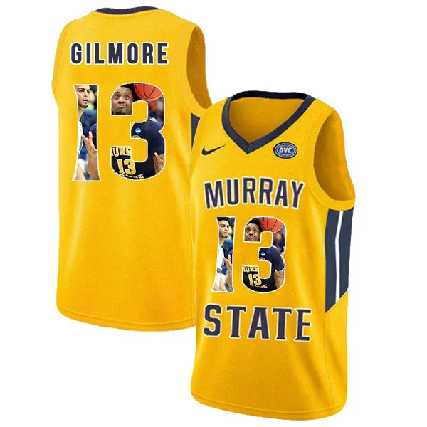 Murray State Racers 13 Devin Gilmore Yellow Fashion College Basketball Basketball Jersey