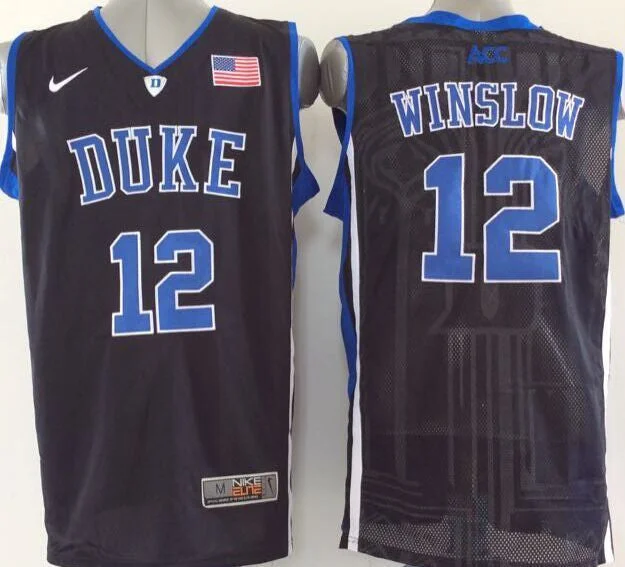 Duke Blue Devils 12 Justise Winslow Black College Basketball Jersey