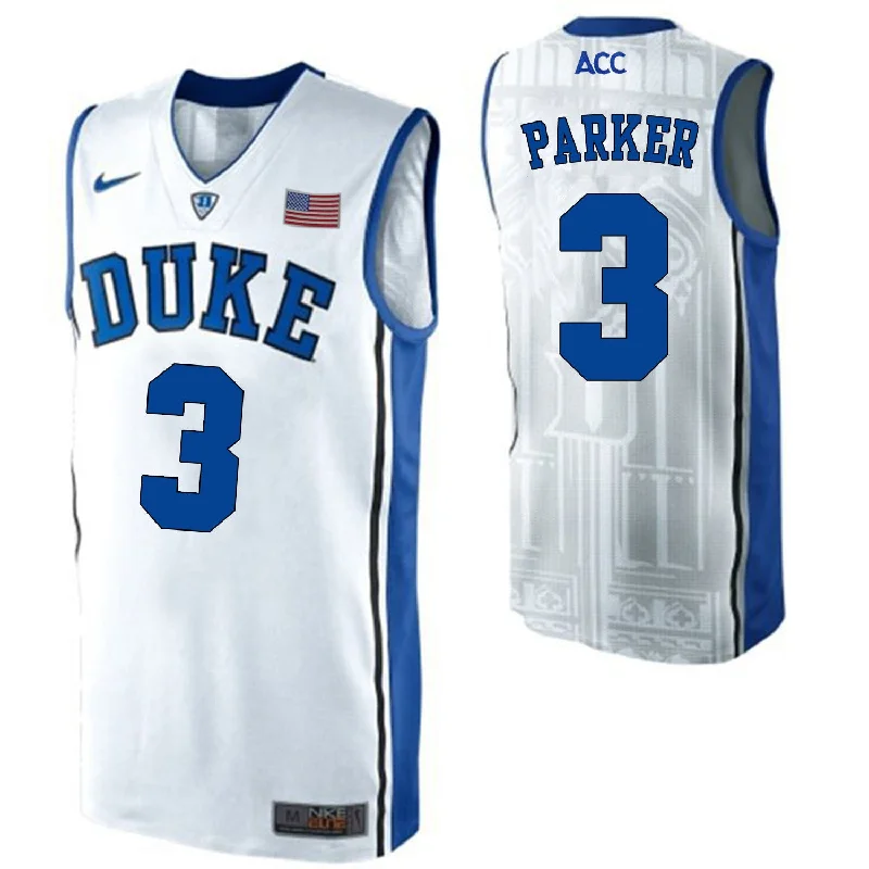 Duke Blue Devils 3 Jabari Parker White College Basketball Elite Basketball Jersey