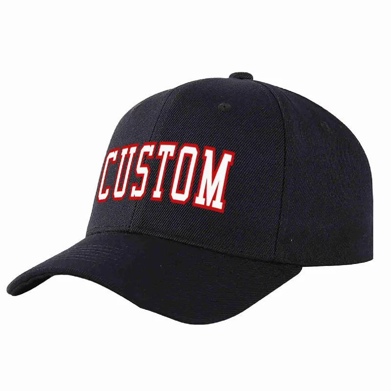 Custom Black White-Red Curved Eaves Sport Baseball Cap Design for Men/Women/Youth