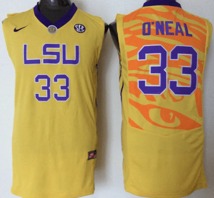 LSU Tigers 33 Shaquille O'Neal Yellow College Basketball Jersey