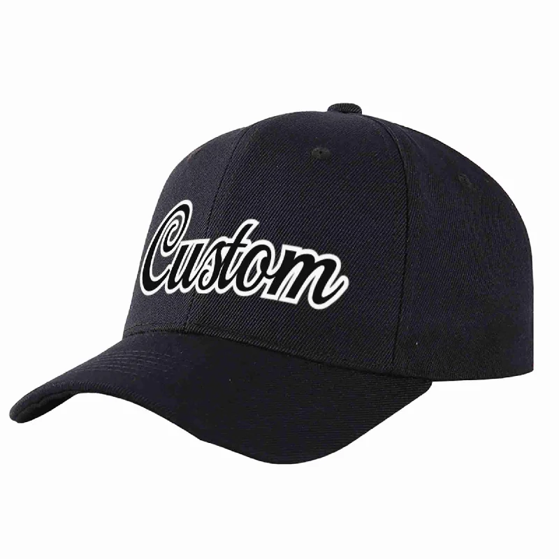 Custom Black Black-White Curved Eaves Sport Baseball Cap Design for Men/Women/Youth