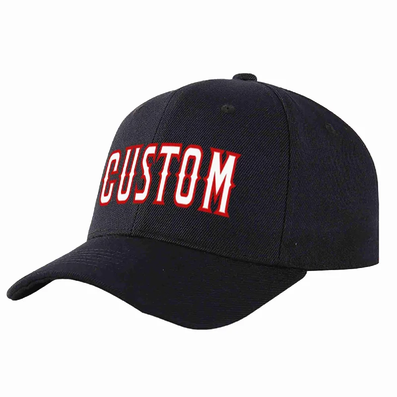 Custom Black White-Red Curved Eaves Sport Baseball Cap Design for Men/Women/Youth