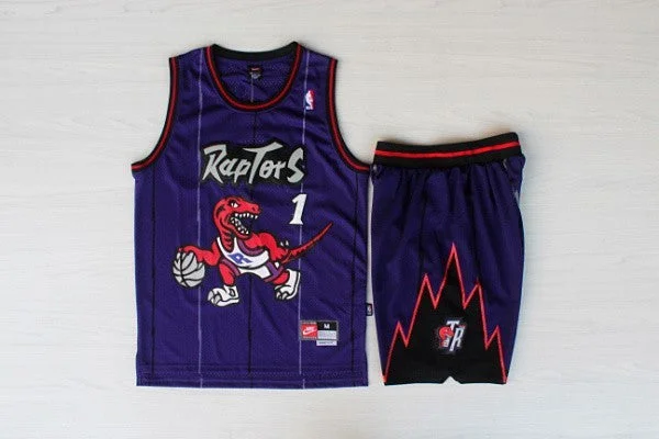 Raptors 1 McGrady Purple Hardwood Classics Basketball Jerseys(With Shorts)