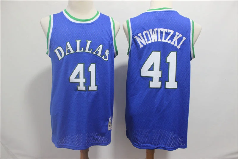 Mavericks 41 Dirk Nowitzki Blue 1998-99 Hardwood Classics Basketball Jersey