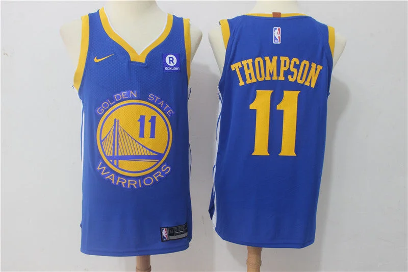 Warriors 11 Klay Thompson Blue Authentic Basketball Jersey