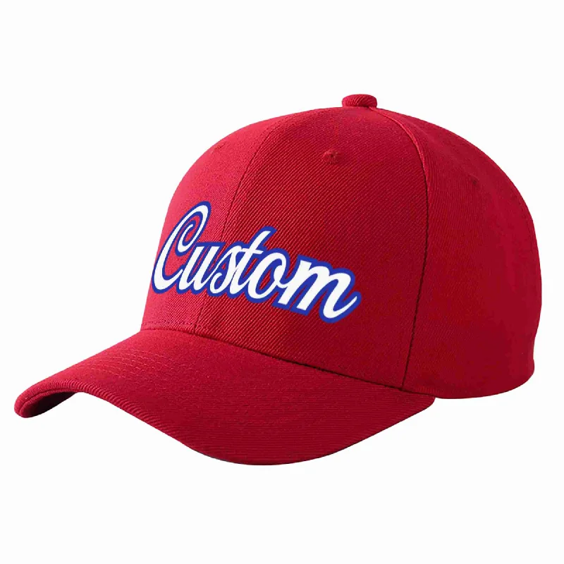 Custom Red White-Royal Curved Eaves Sport Baseball Cap Design for Men/Women/Youth