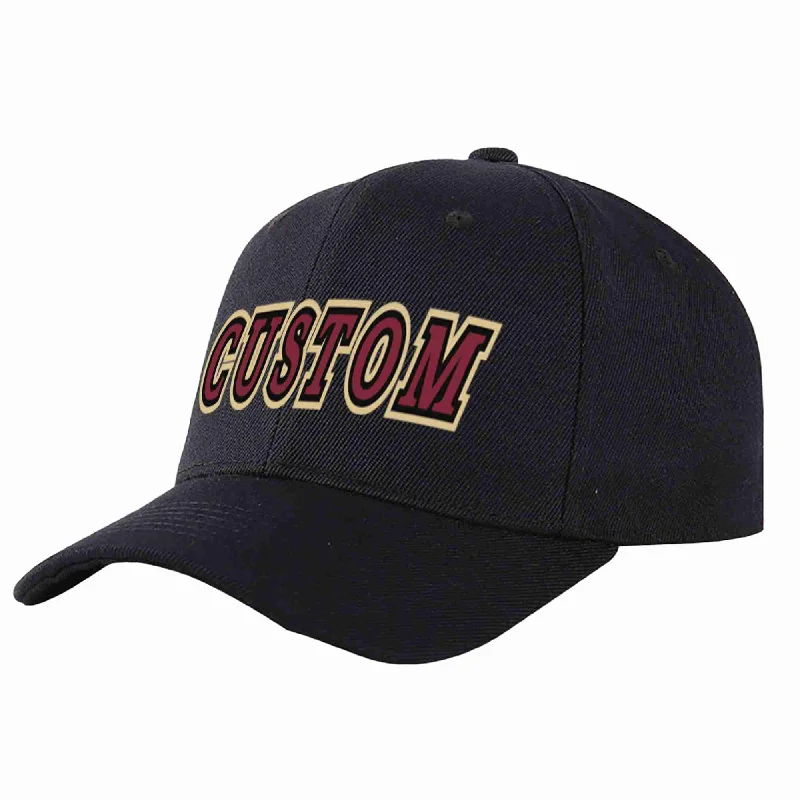 Custom Black Crimson-Black Curved Eaves Sport Baseball Cap Design for Men/Women/Youth