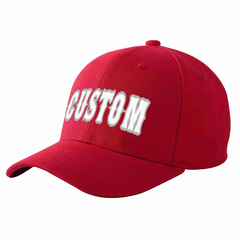 Custom Red White-Gray Curved Eaves Sport Baseball Cap Design for Men/Women/Youth