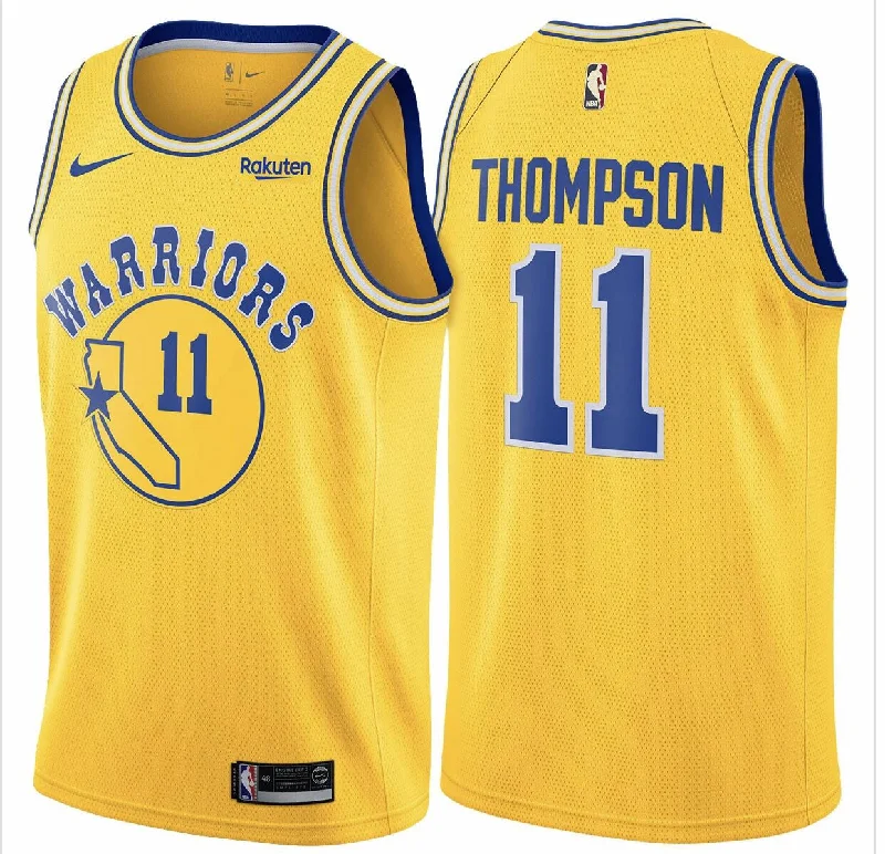 Warriors 11 Klay Thompson Yellow Throwback Swingman Basketball Jersey