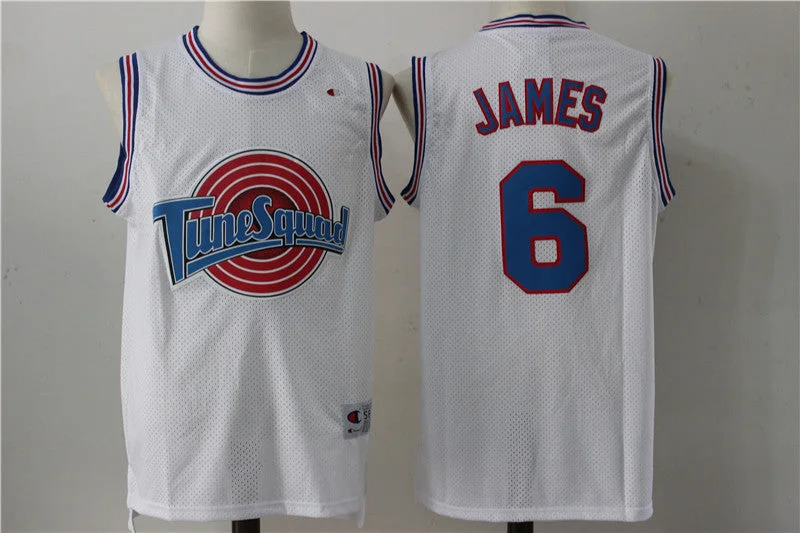 Tune Squad 6 Lebron James White Stitched Basketball Jersey