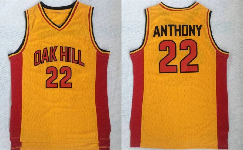 Oak Hill 22 Carmelo Anthony Yellow High School Basketball Basketball Jersey