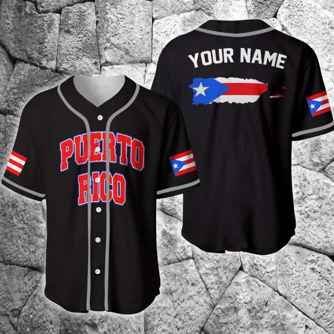 Puerto Rico Flag Personalized Baseball Jersey, Custom Name Puerto Rico Shirt for Man