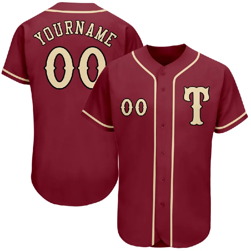 Custom Crimson City Cream-Black Authentic Baseball Jersey