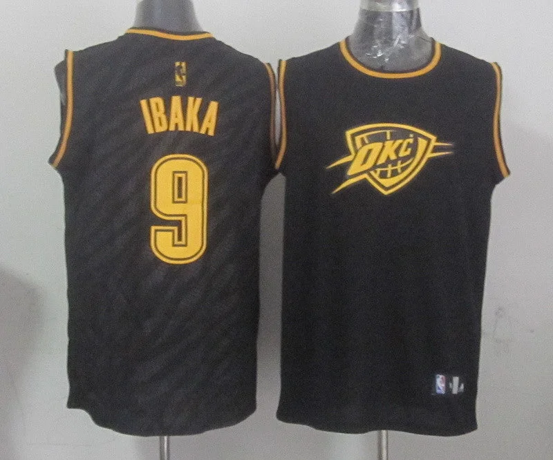 Thunder 9 Ibaka Black Precious Metals Fashion Basketball Jerseys