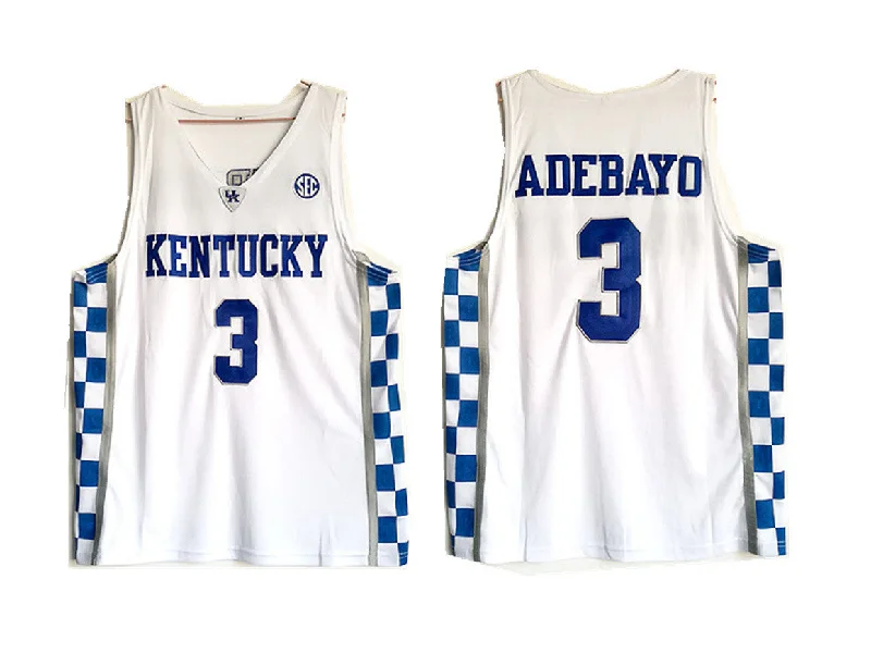 Kentucky Wildcats 3 Edrice Adebayo White College Basketball Basketball Jersey