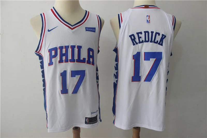 76ers 17 J.J. Redick White Authentic Basketball Jersey