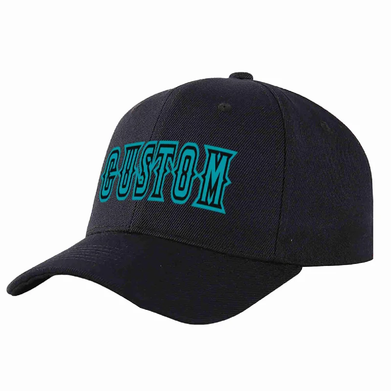 Custom Black Aqua-Black Curved Eaves Sport Baseball Cap Design for Men/Women/Youth