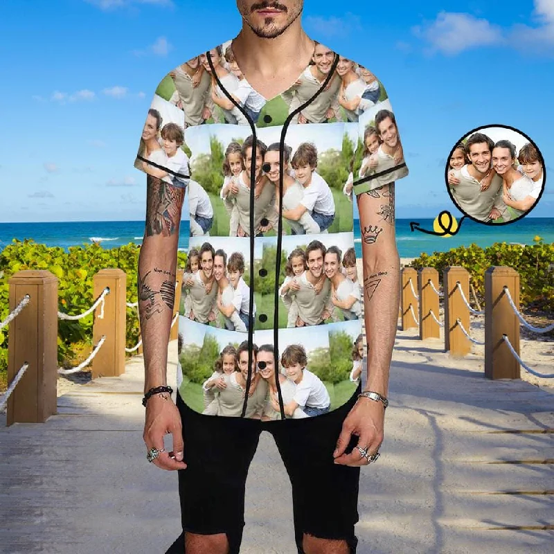 Custom Face Photo Men's All Over Print Baseball Jersey