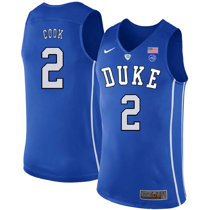 Duke Blue Devils 2 Quinn Cook Blue College Basketball Basketball Jersey