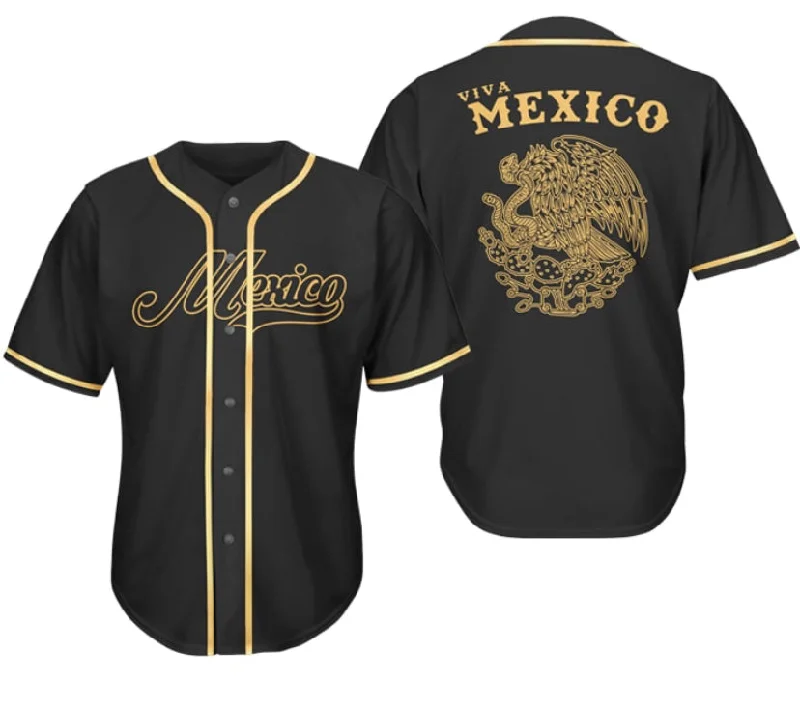 Gold Mexico Eagle Baseball Jersey, Pride American Shirt, Gift for Men