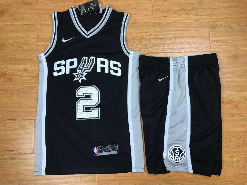 Spurs 2 Kawhi Leonard Black Swingman Basketball Jersey(With Shorts)