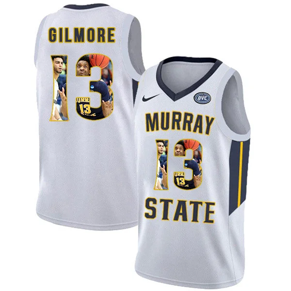 Murray State Racers 13 Devin Gilmore White Fashion College Basketball Basketball Jersey