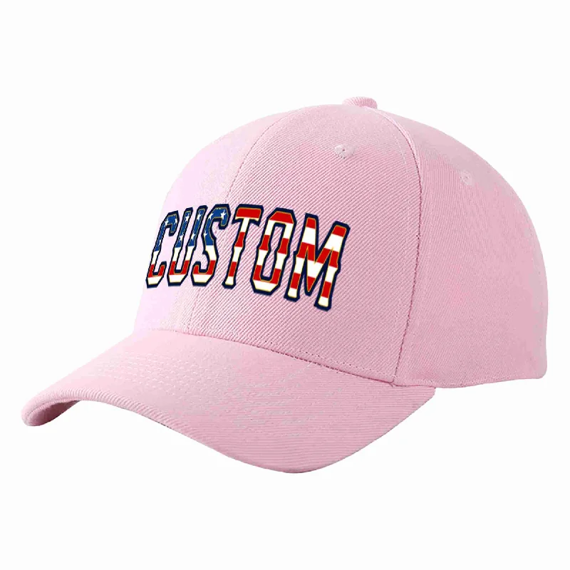 Custom Pink Vintage USA Flag-Gold Curved Eaves Sport Baseball Cap Design for Men/Women/Youth