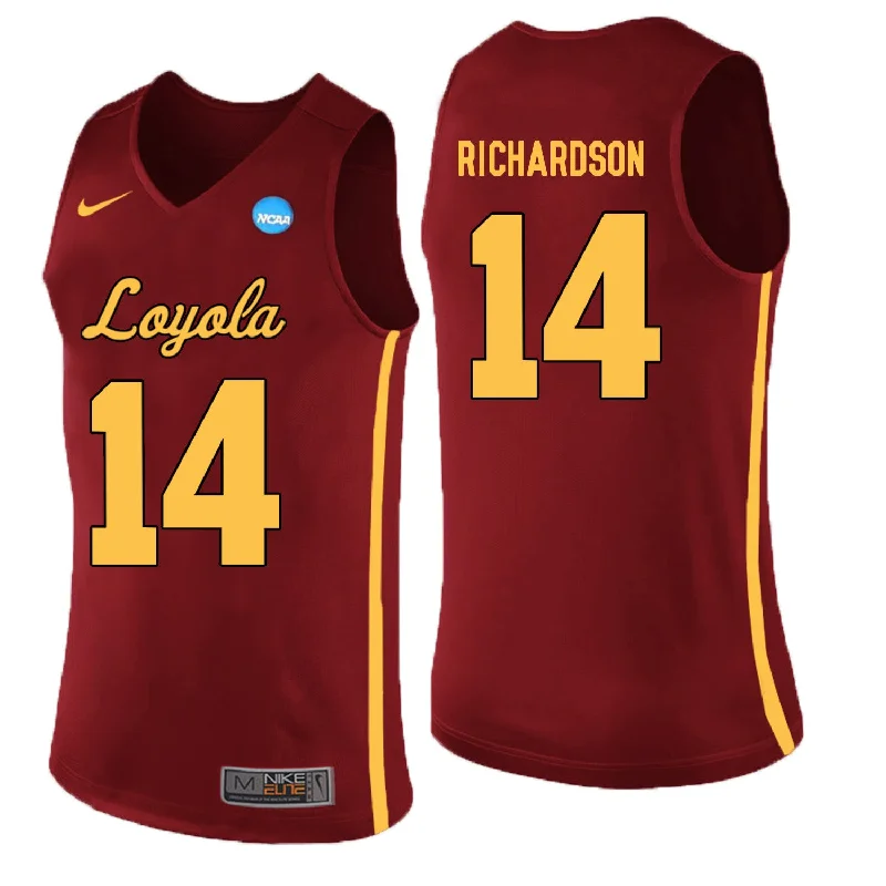 Loyola (Chi) Ramblers 14 Ben Richardson Red College Basketball Basketball Jersey