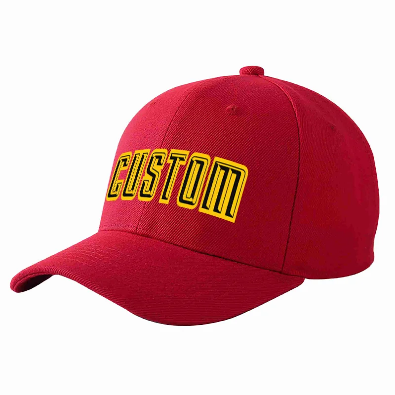 Custom Red Black-Gold Curved Eaves Sport Baseball Cap Design for Men/Women/Youth