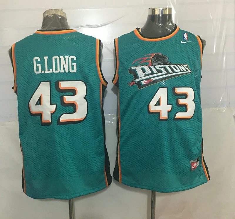 Pistons 43 Grant Long Teal Stitched Basketball Jersey